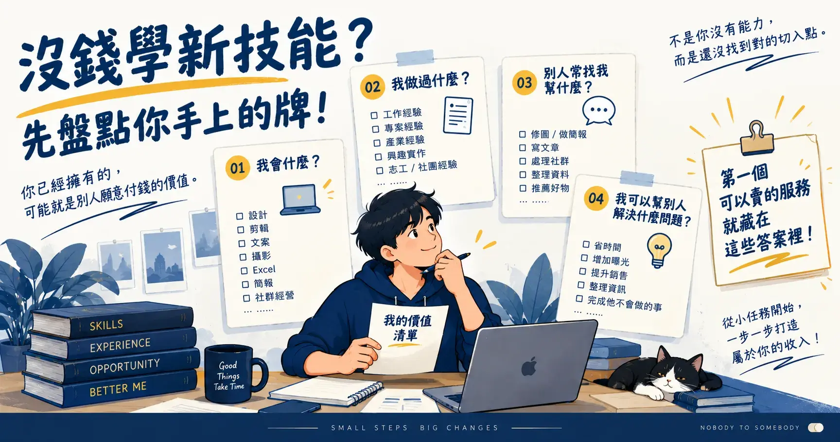 沒錢學新技能?先盤點你手上的牌